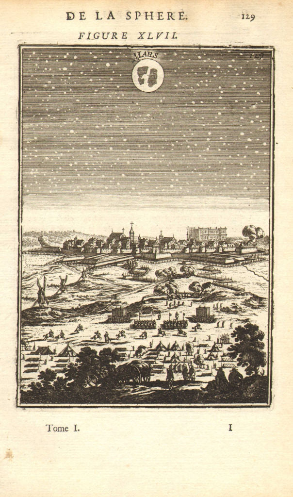MARS. View of the planet in the night sky. MALLET 1683 old antique print